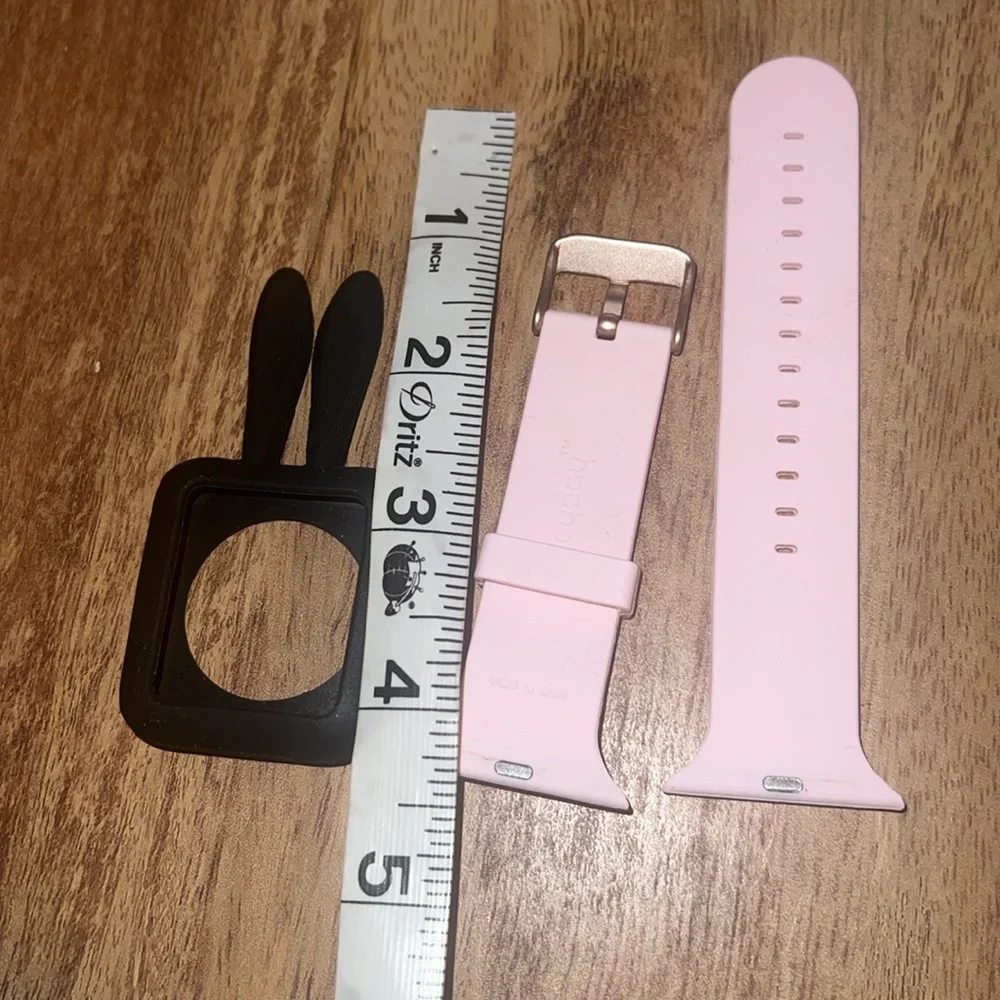 Pink Smartwatch Band with Black Bunny Cover